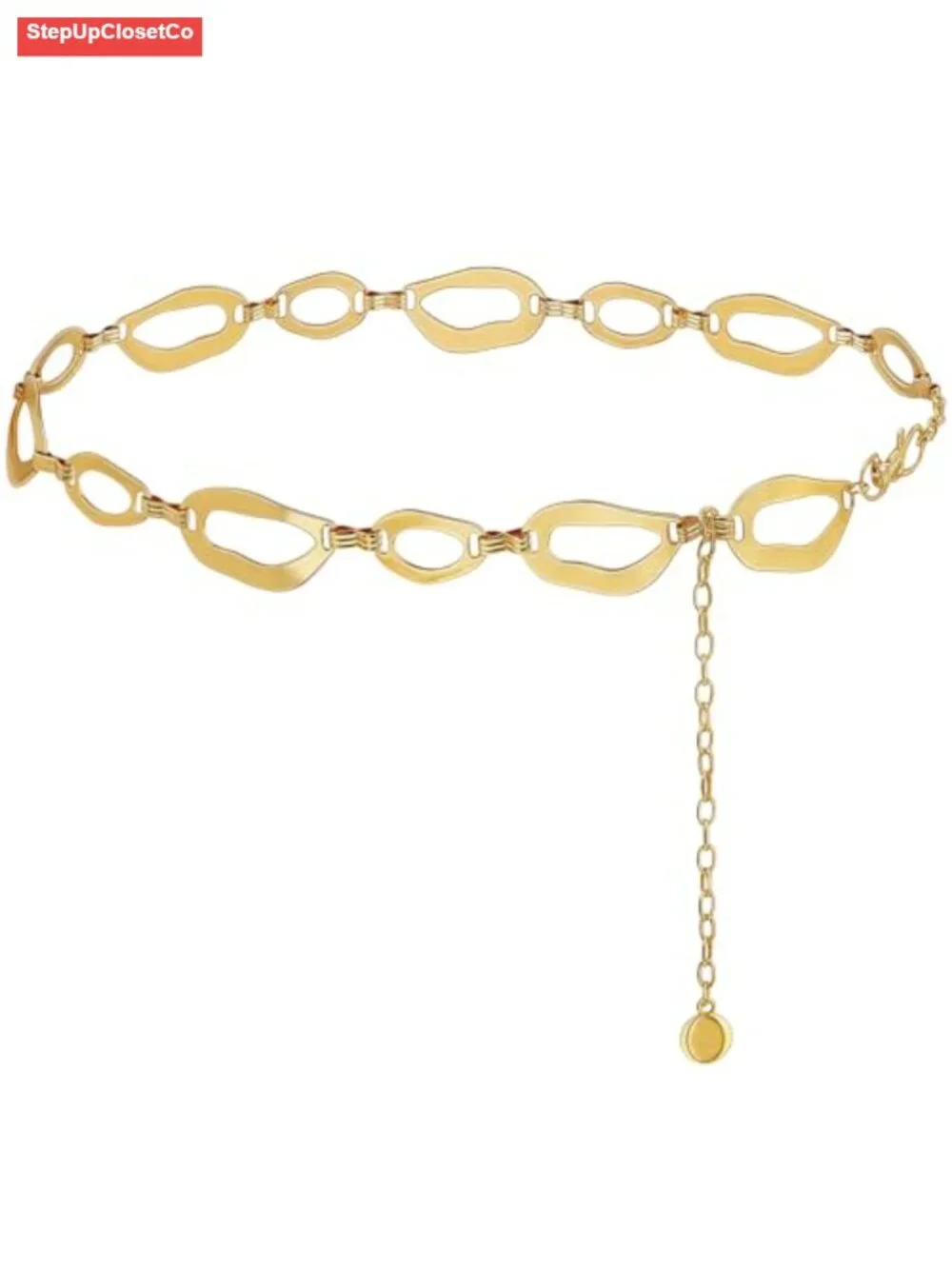 Adjustable Gold Waist Chain Belt for Women Chunky Polished Alloy Lobster Clasp